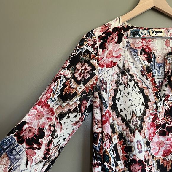 Show Me Your Mumu Jamie Tunic Mini Babydoll Dress Small Girl Tribe Mixed Printn - Picture 10 of 16